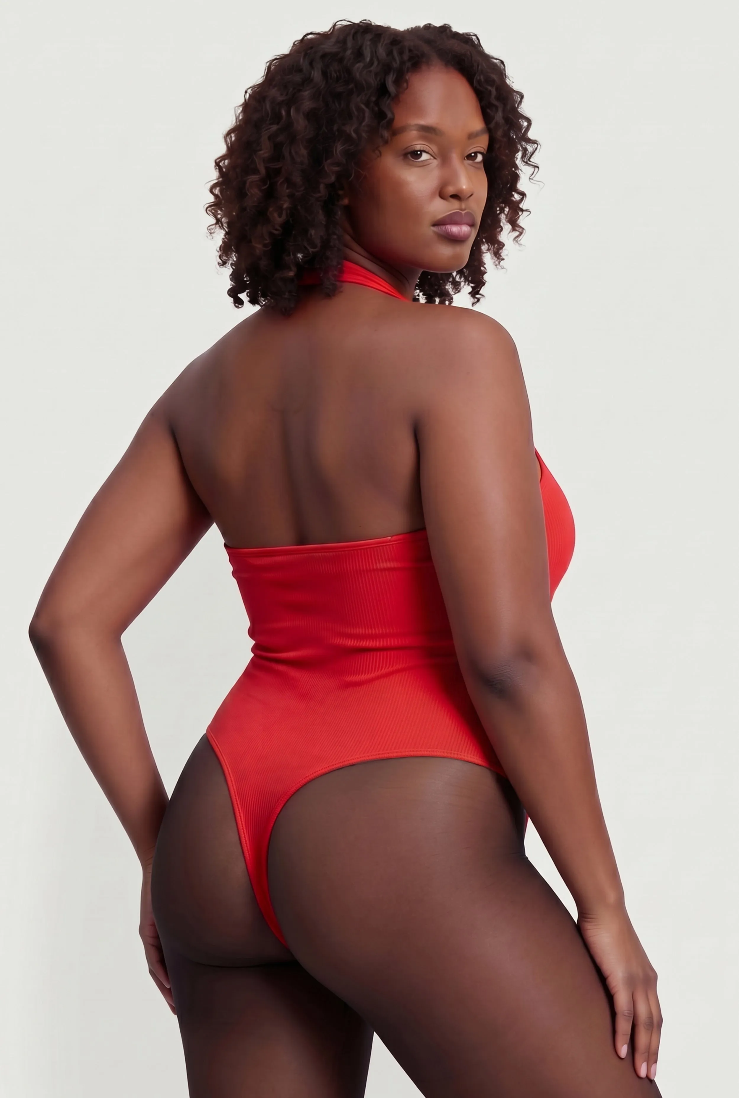 Plus Size Metallic O Ring Detail Halter Thong Bodysuit sold by Rainbow product image thumbnail 5