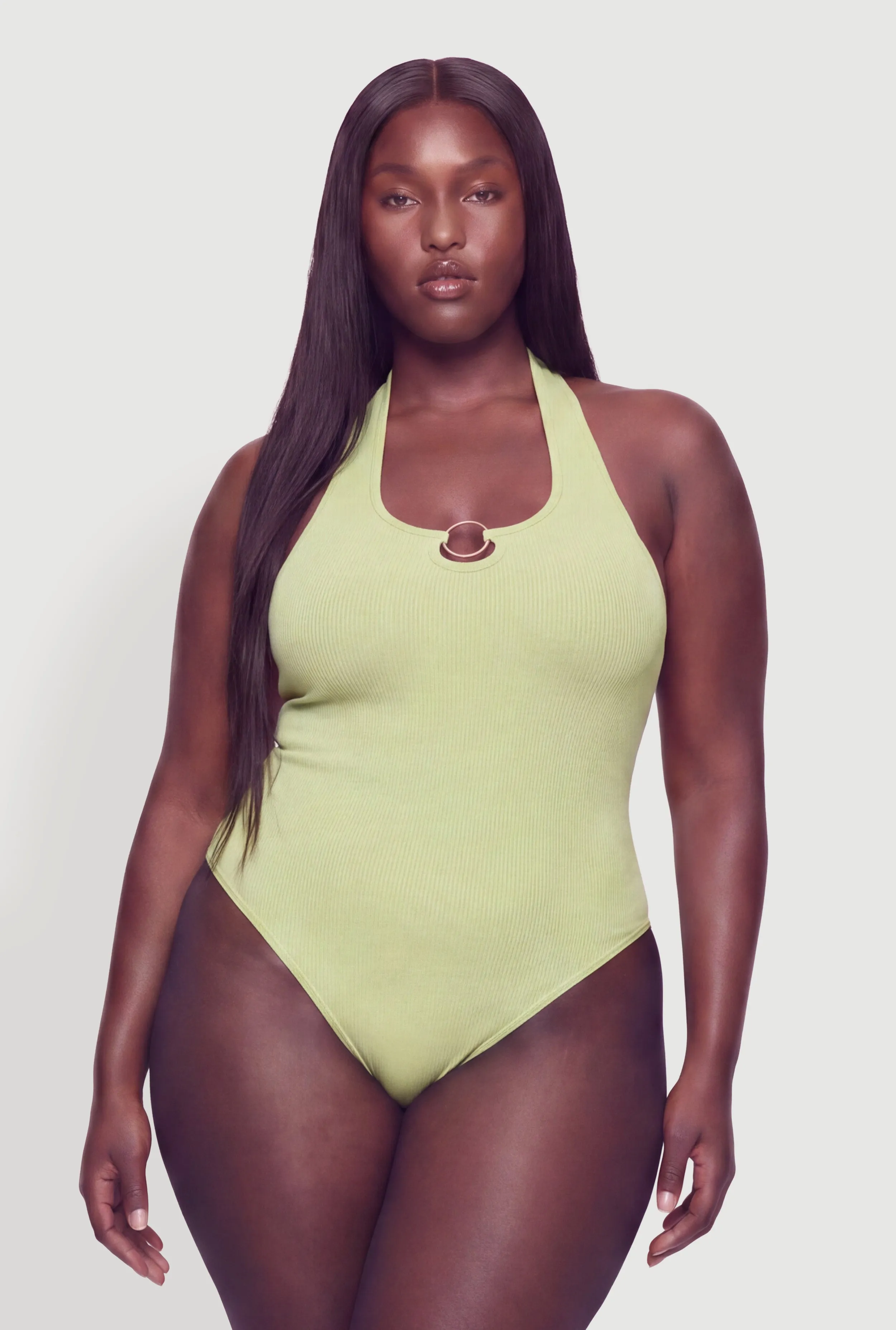 Plus Size Metallic O Ring Detail Halter Thong Bodysuit sold by Rainbow product image thumbnail 2