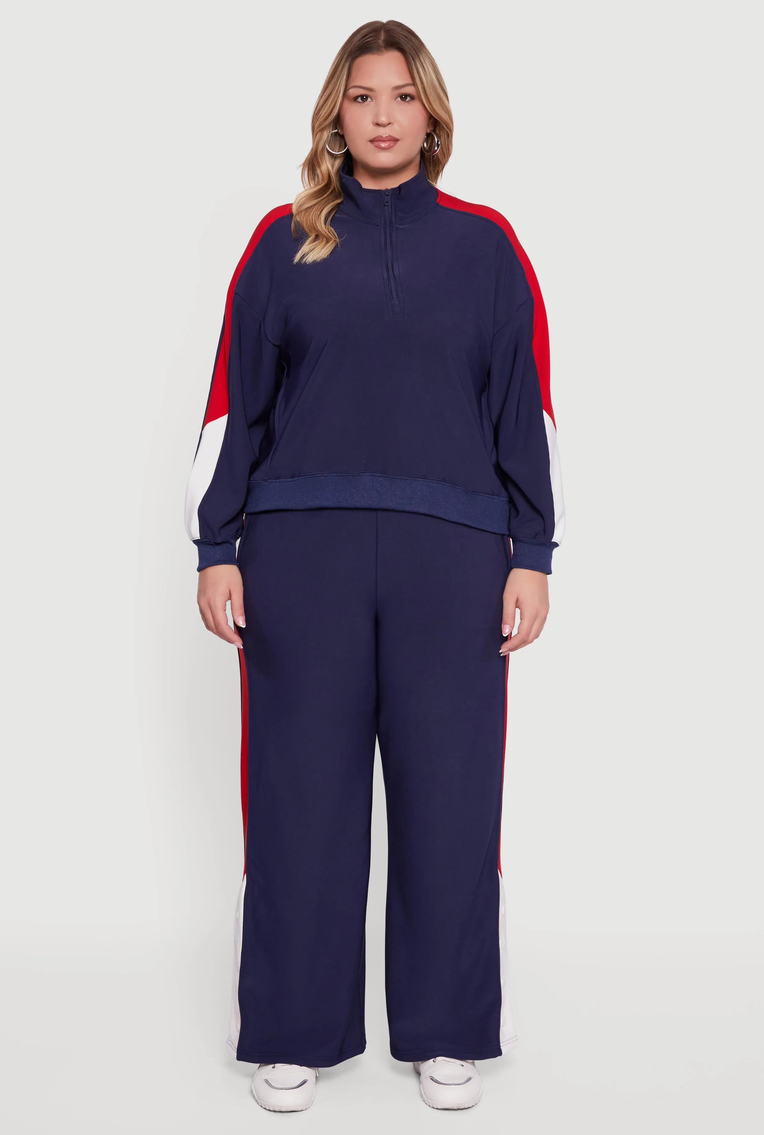 Plus Size Color Blocked Half Zip Sweatshirt sold by Rainbow product image thumbnail 3