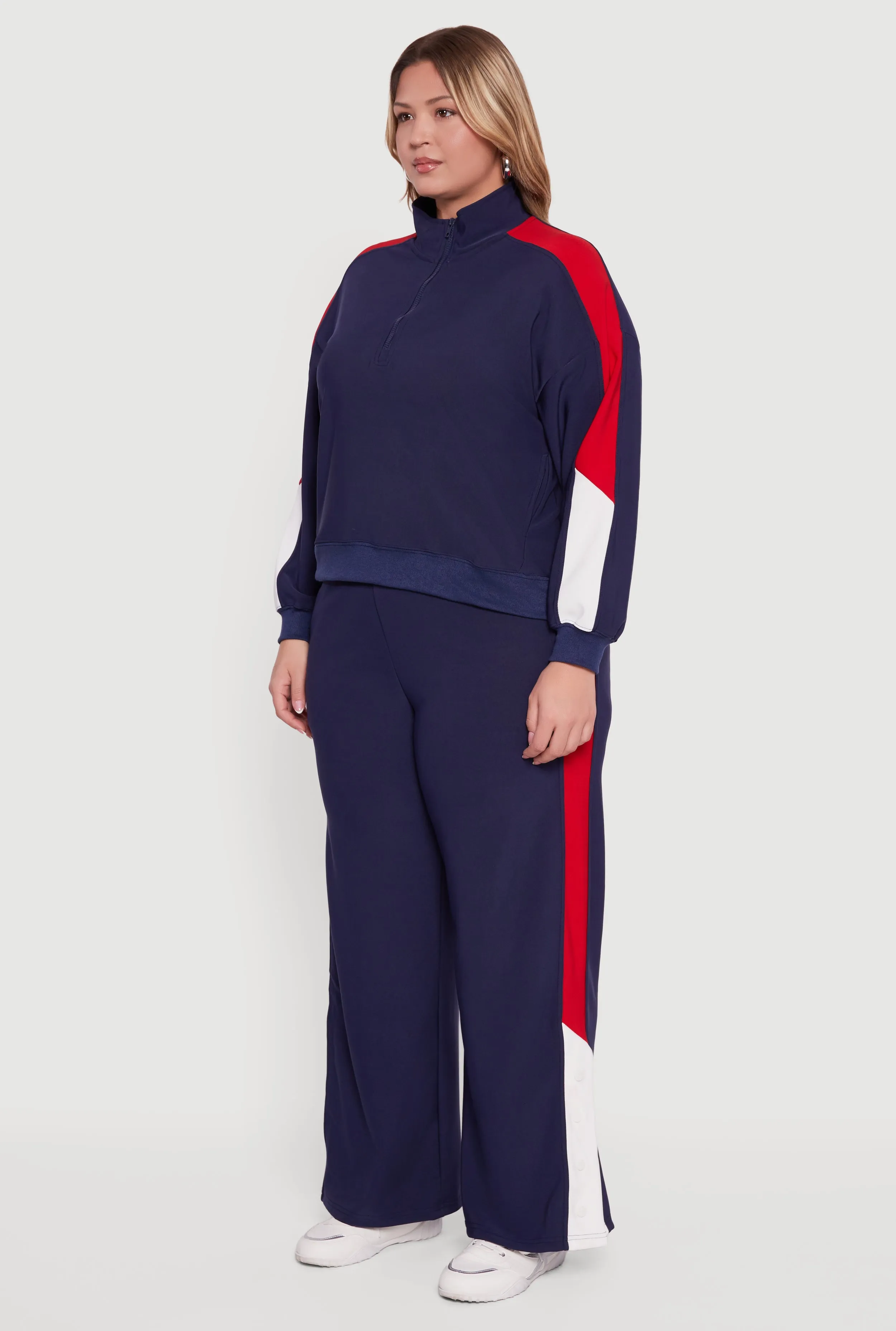 Plus Size Color Blocked Half Zip Sweatshirt sold by Rainbow product image thumbnail 5