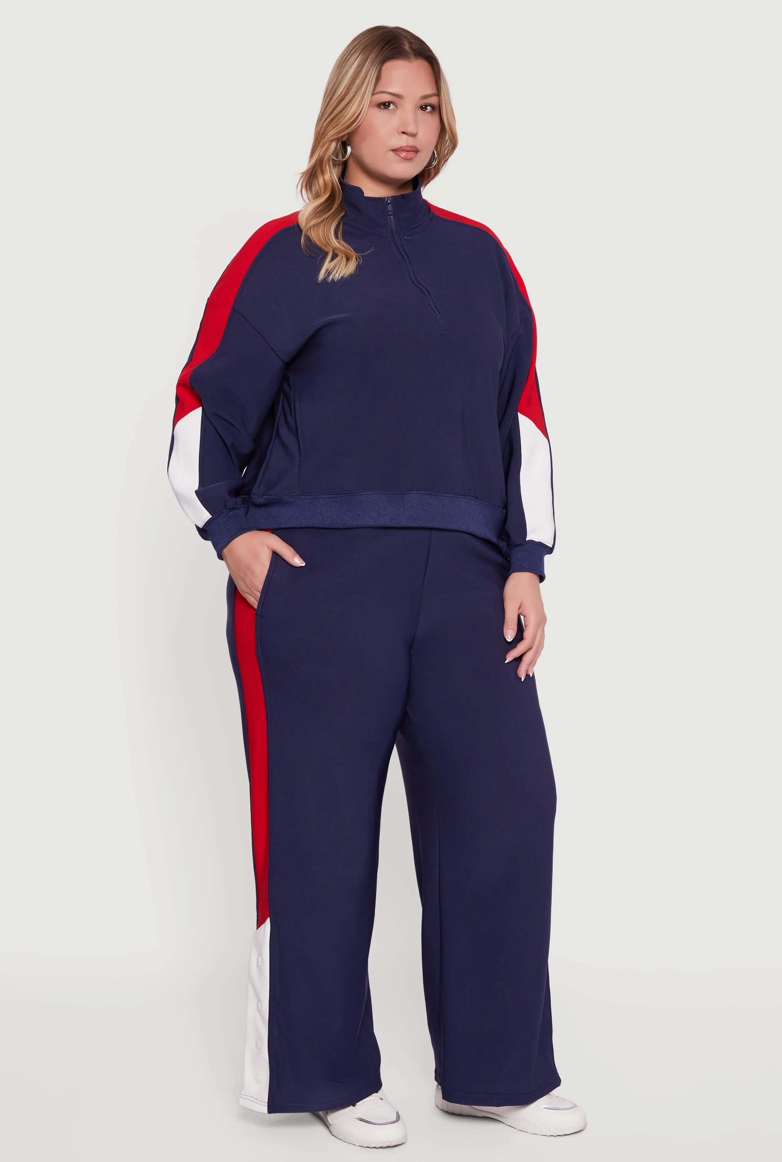 Plus Size Color Blocked Half Zip Sweatshirt sold by Rainbow product image thumbnail 2