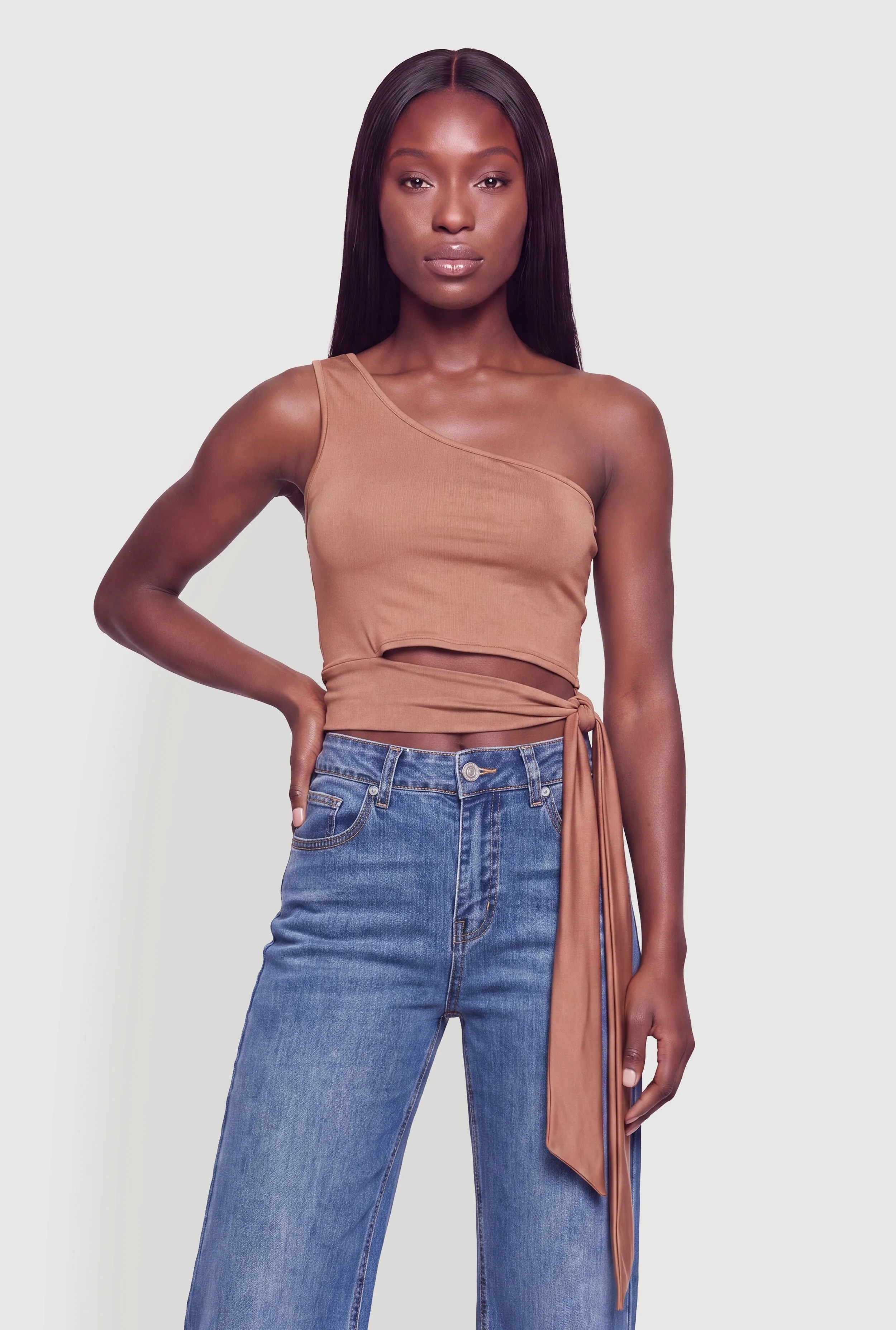 One Shoulder Side Tie Crop Top sold by Rainbow product image thumbnail 2