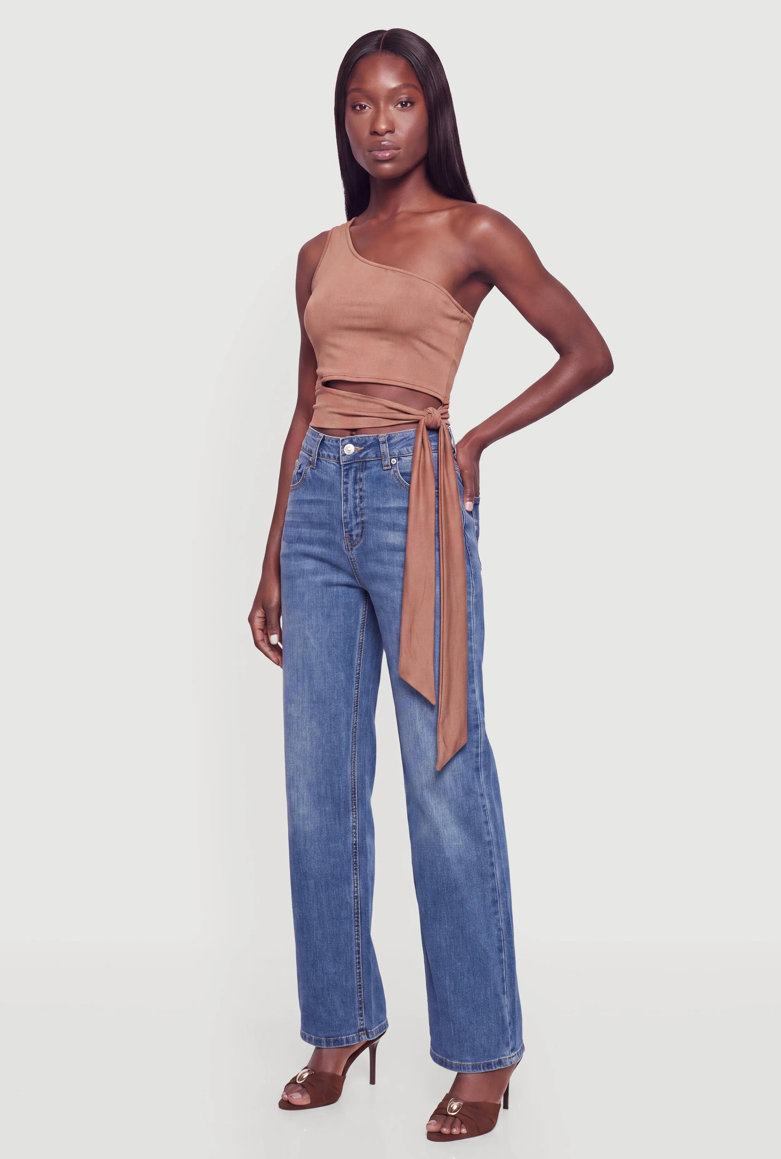 One Shoulder Side Tie Crop Top sold by Rainbow product image thumbnail 3