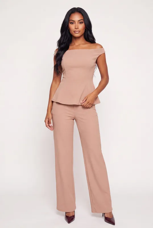 Crepe Knit High Waisted Wide Leg Dress Pants made by Rainbow