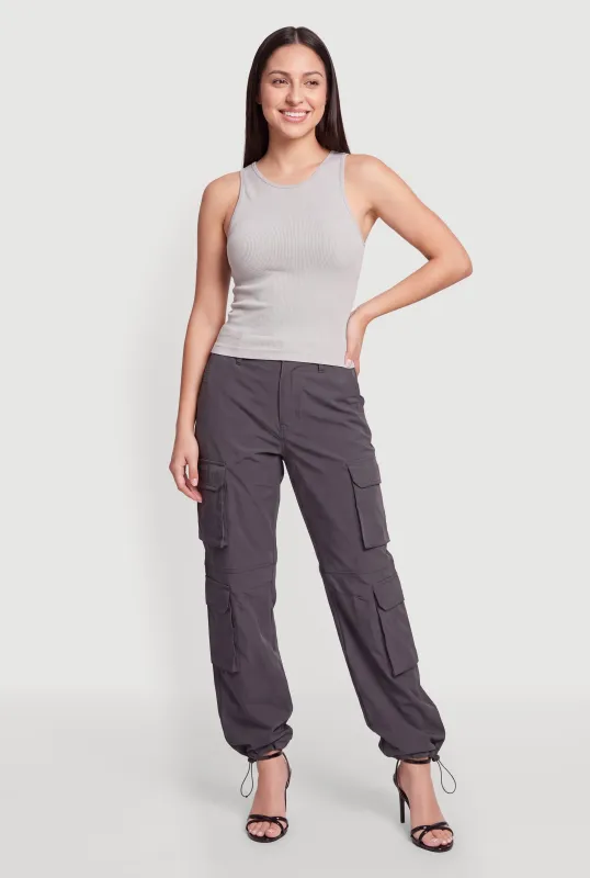 Toggle Drawstring Hem Cargo Joggers made by Rainbow