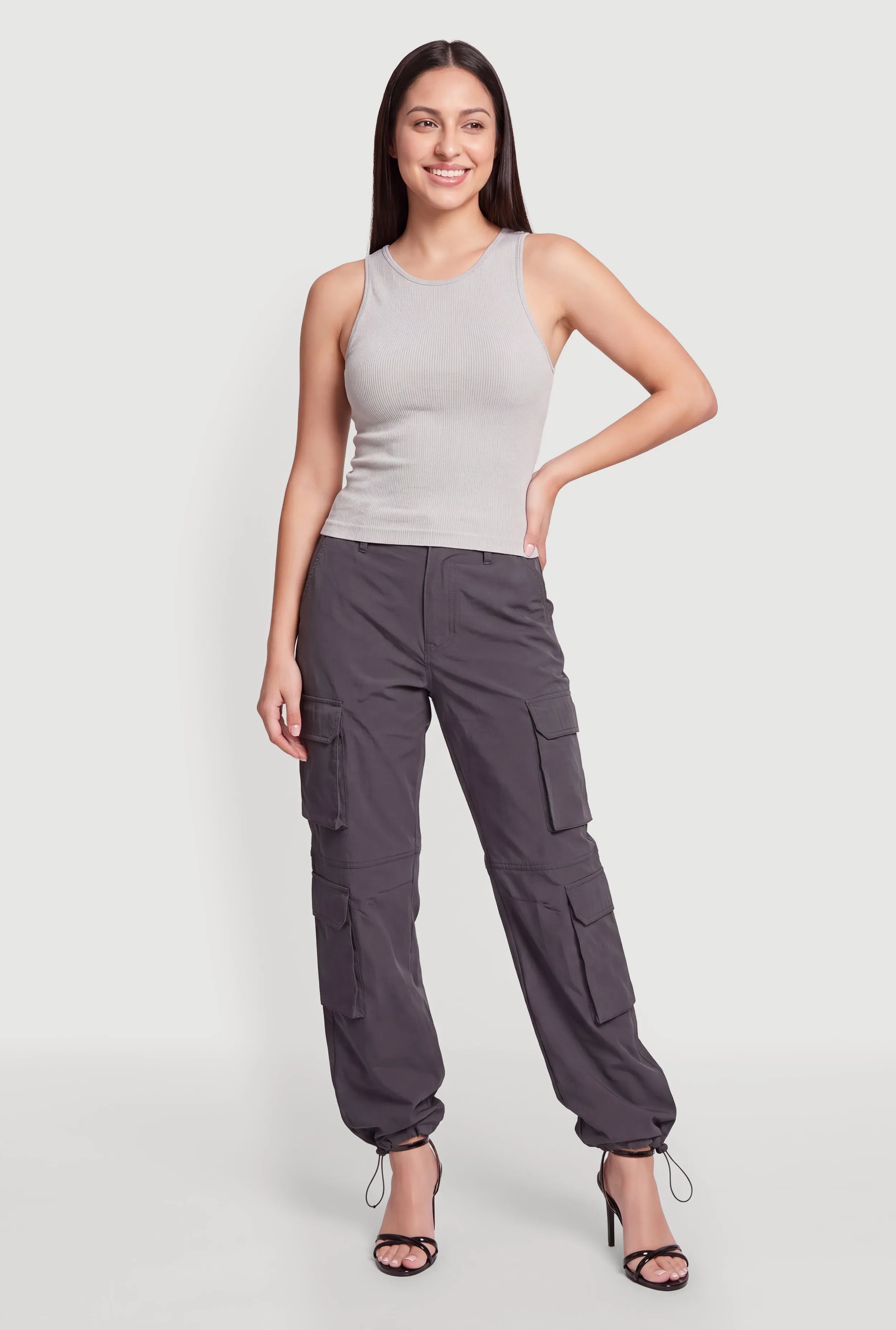 Toggle Drawstring Hem Cargo Joggers sold by Rainbow