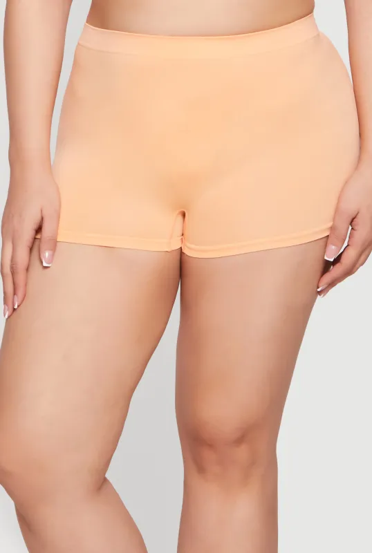 Plus Size Solid Seamless Boyshort Panty made by Rainbow