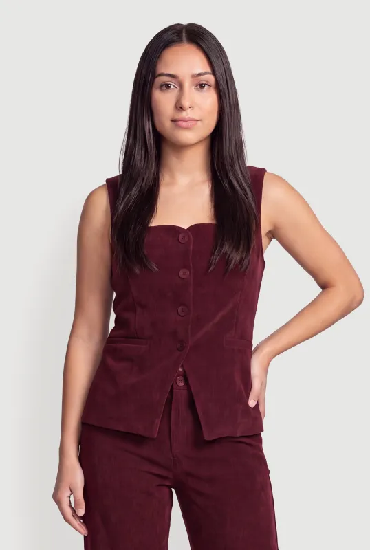 Square Neck Button Front Waistcoat made by iris