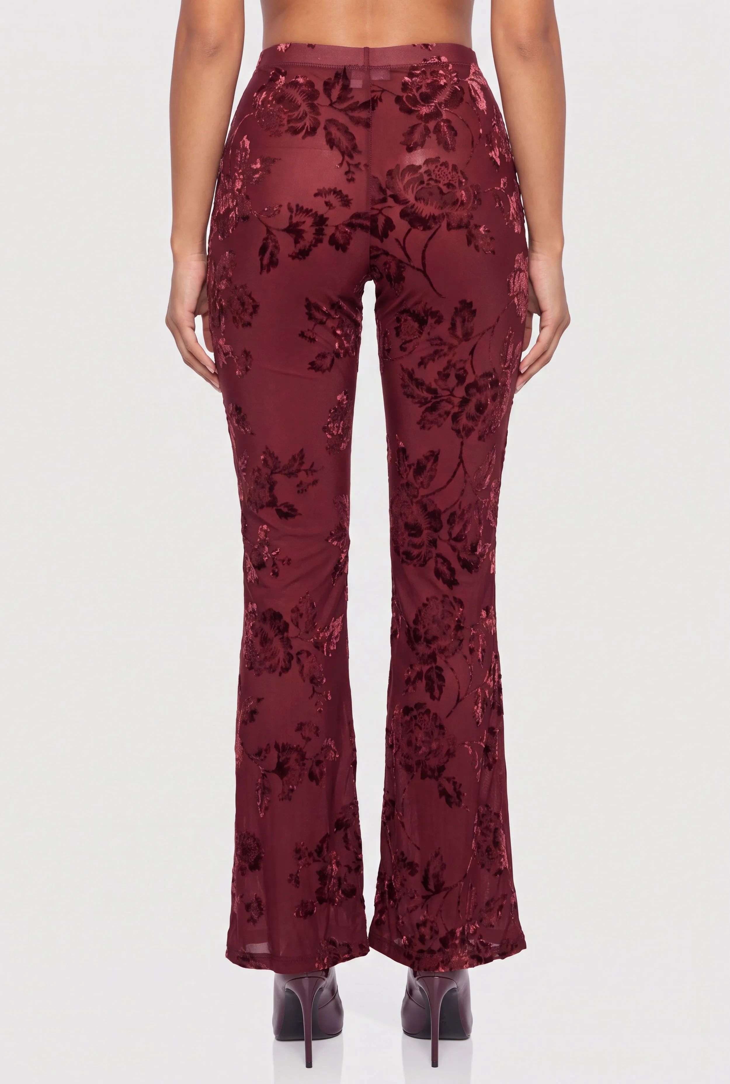Floral Velvet Burnout Flare Pants sold by Rainbow product image thumbnail 5