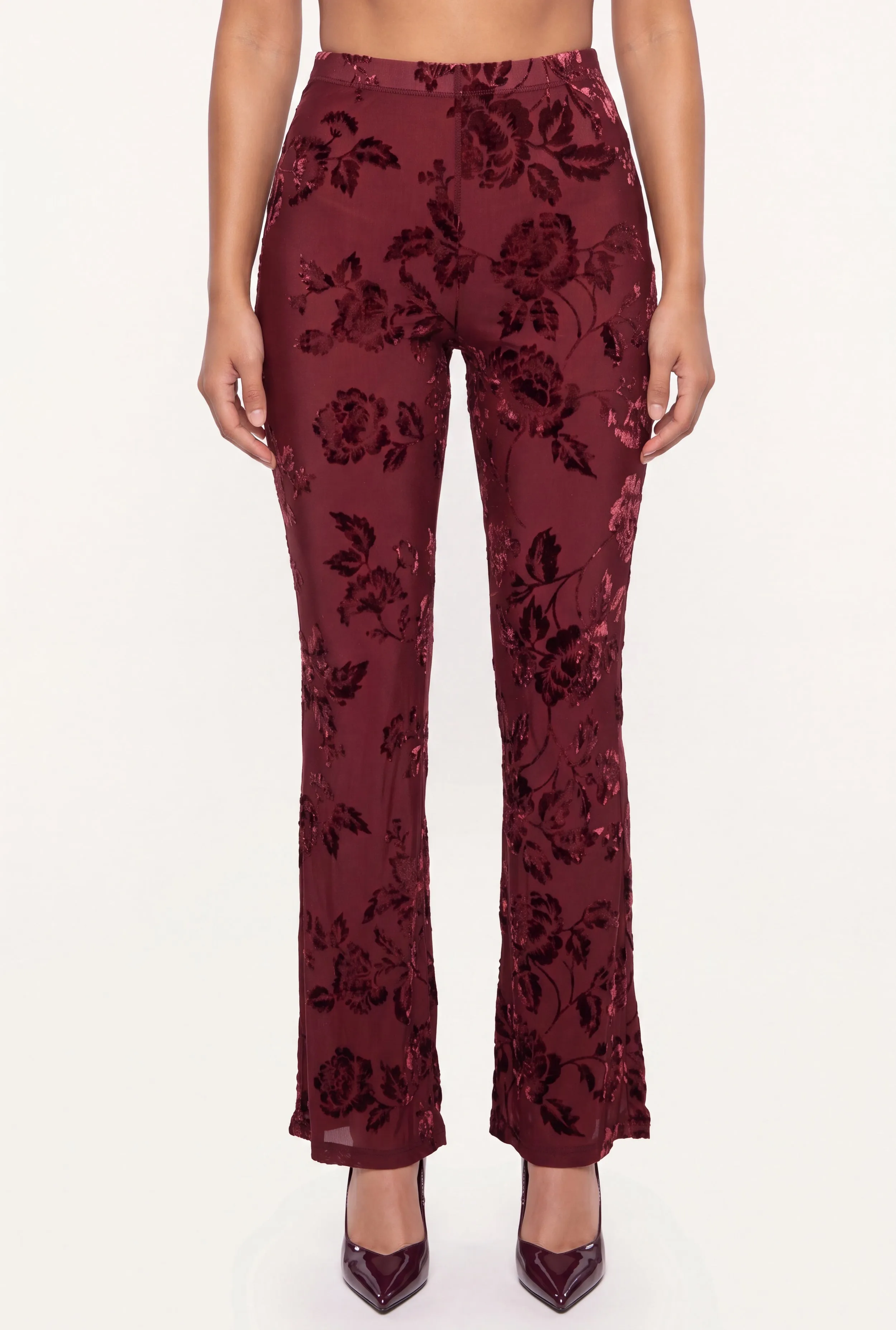 Floral Velvet Burnout Flare Pants sold by Rainbow product image thumbnail 3