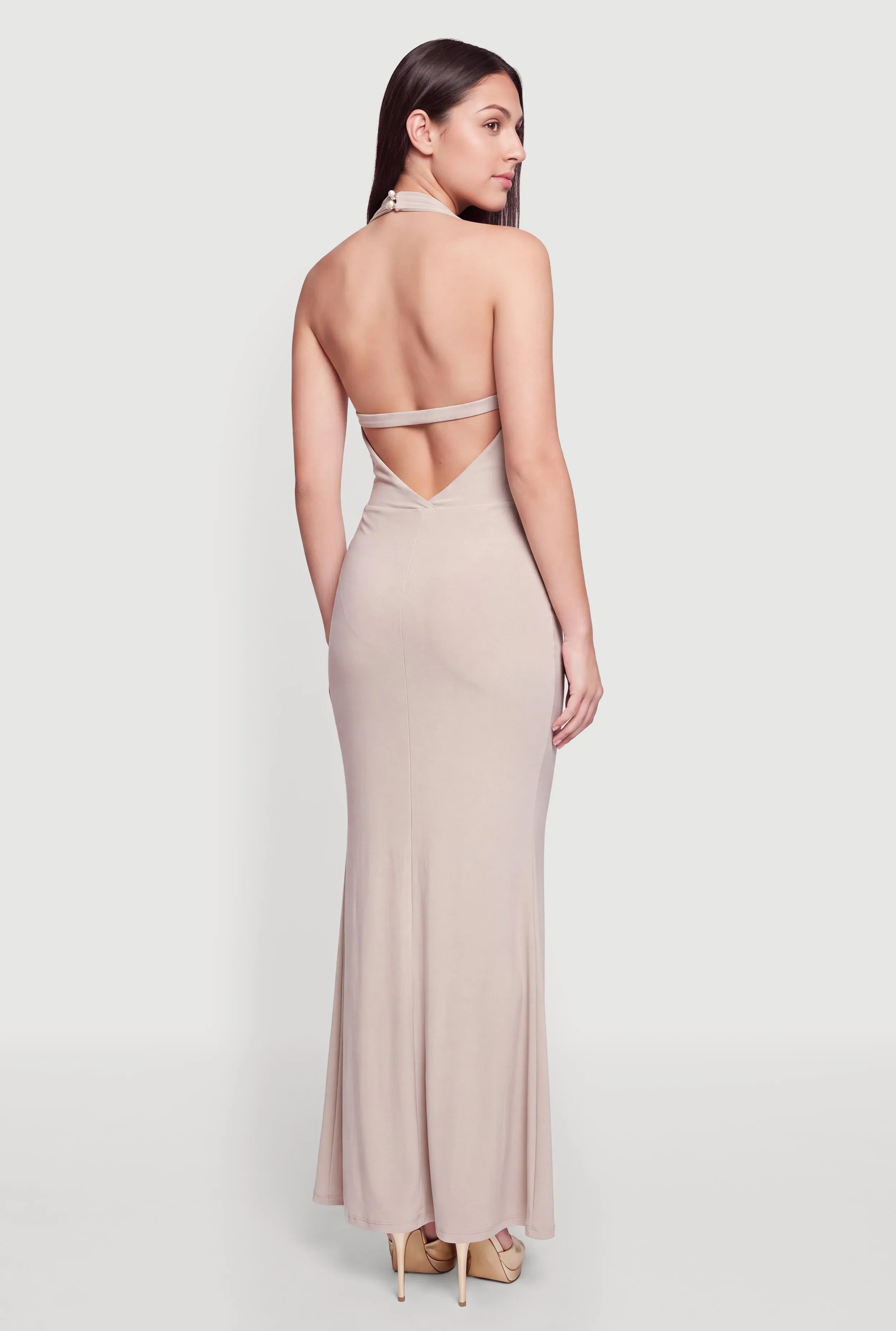 Halter Cowl Neck Bodycon Maxi Dress sold by Rainbow product image thumbnail 3