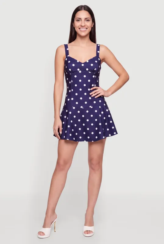Polka Dot Corset Detail Mini Skater Dress made by iris