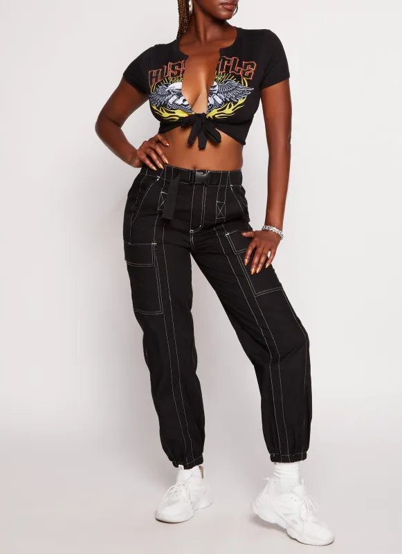Almost Famous Decorative Stitch Cargo Joggers made by Almost Famous