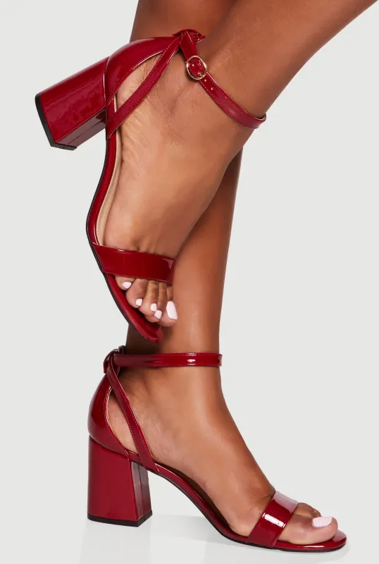 Block Heel Open Toe Sandals with Buckles made by Rainbow