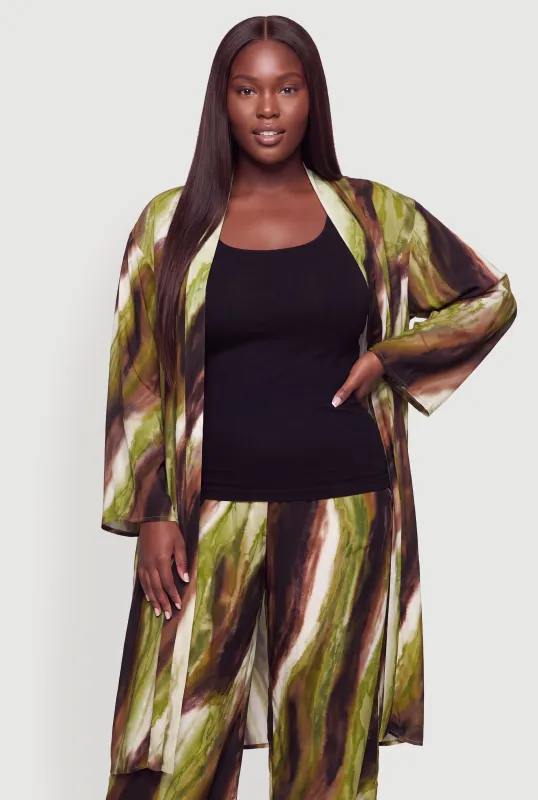 Plus Size Printed Patterned Kimono made by Rainbow