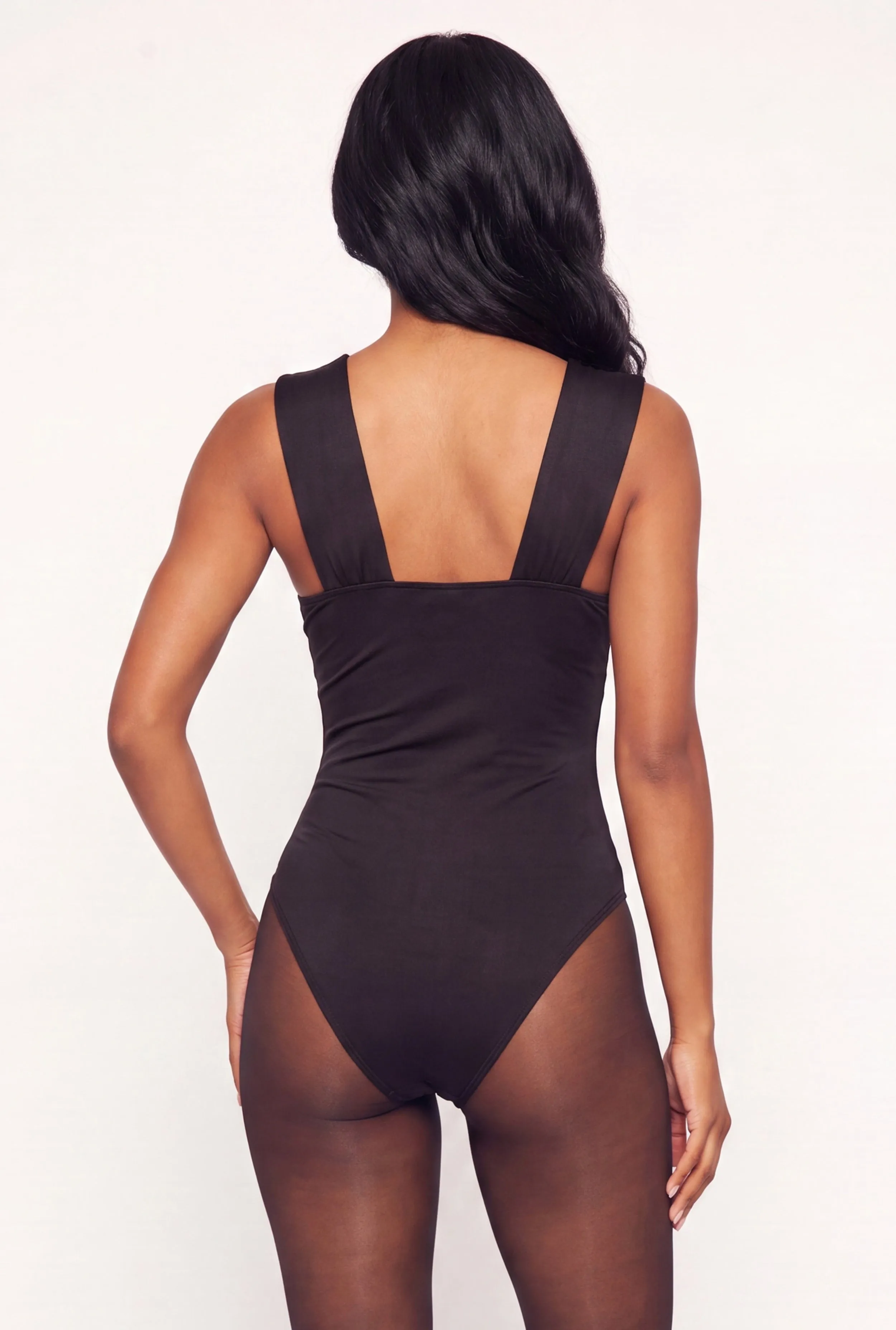 Ruched Asymmetric Metallic Detail Sleeveless Bodysuit sold by Rainbow product image thumbnail 5