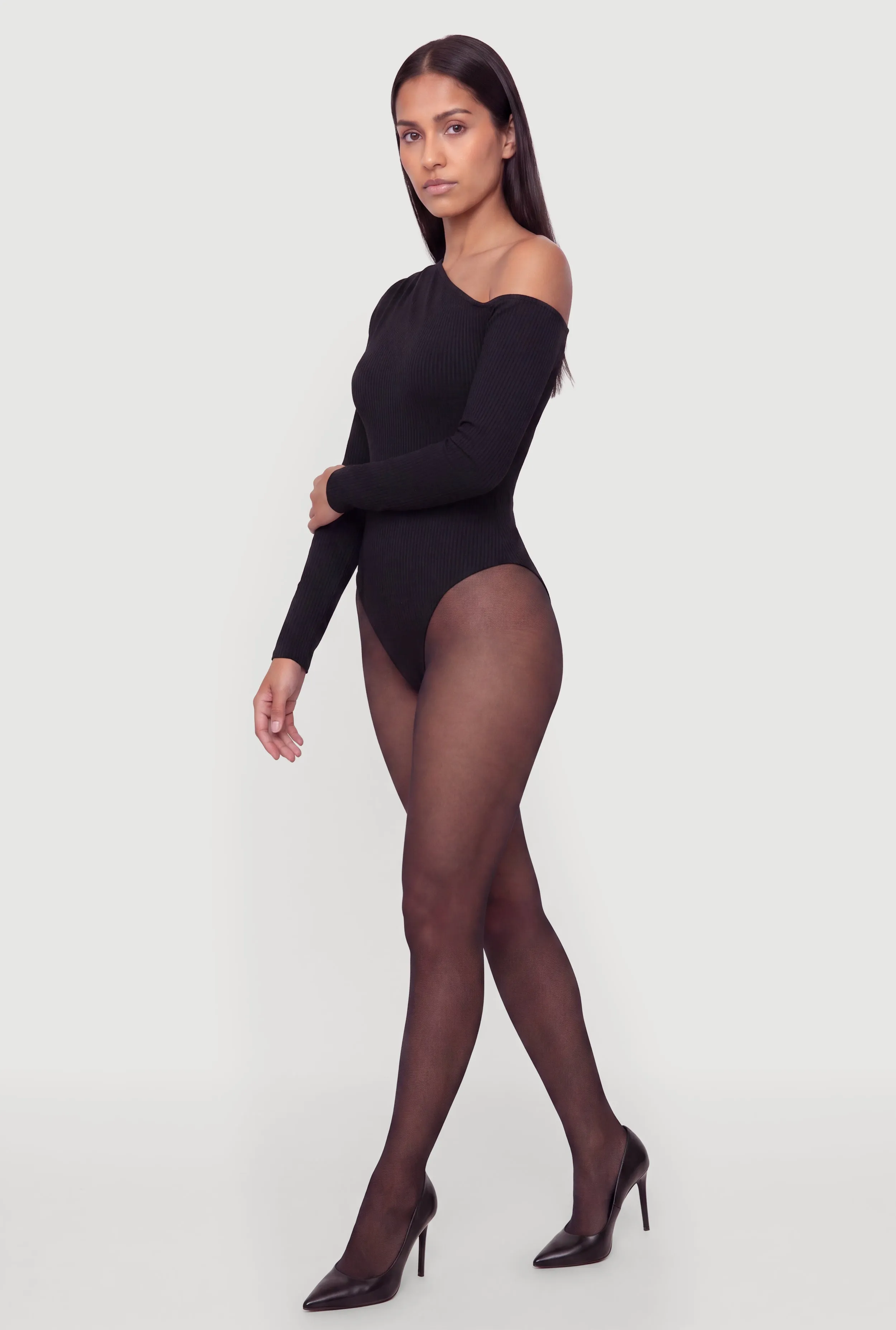 Asymmetrical Long Sleeve Bodysuit sold by Rainbow product image thumbnail 3