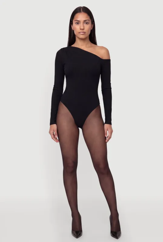 Asymmetrical Long Sleeve Bodysuit made by Haute Monde