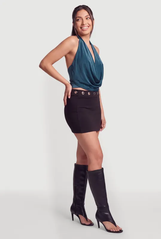 Cowl Halter Neck Sleeveless Crop Top made by Rainbow