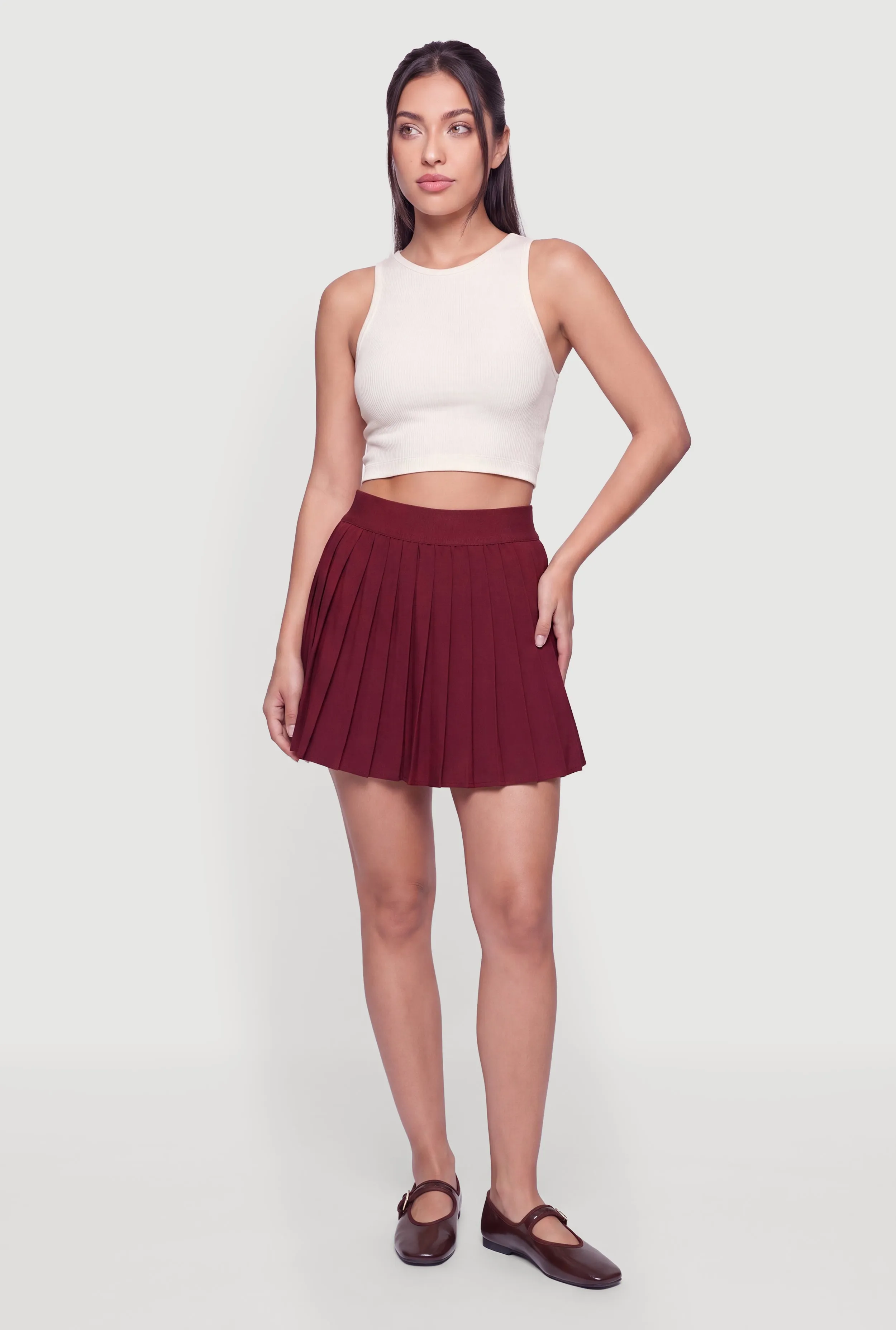 High Waisted Pleated Mini Skirt sold by Rainbow