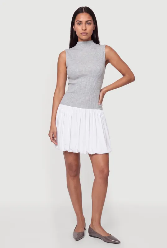 Sleeveless Color Blocked Ribbed Knit Bubble Hem Dress made by Madden Girl