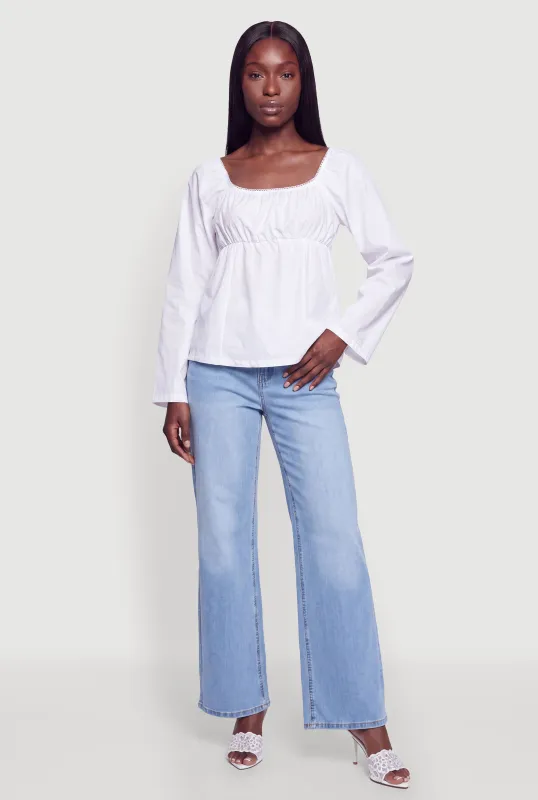 Ruched Square Neck Blouse made by Rainbow