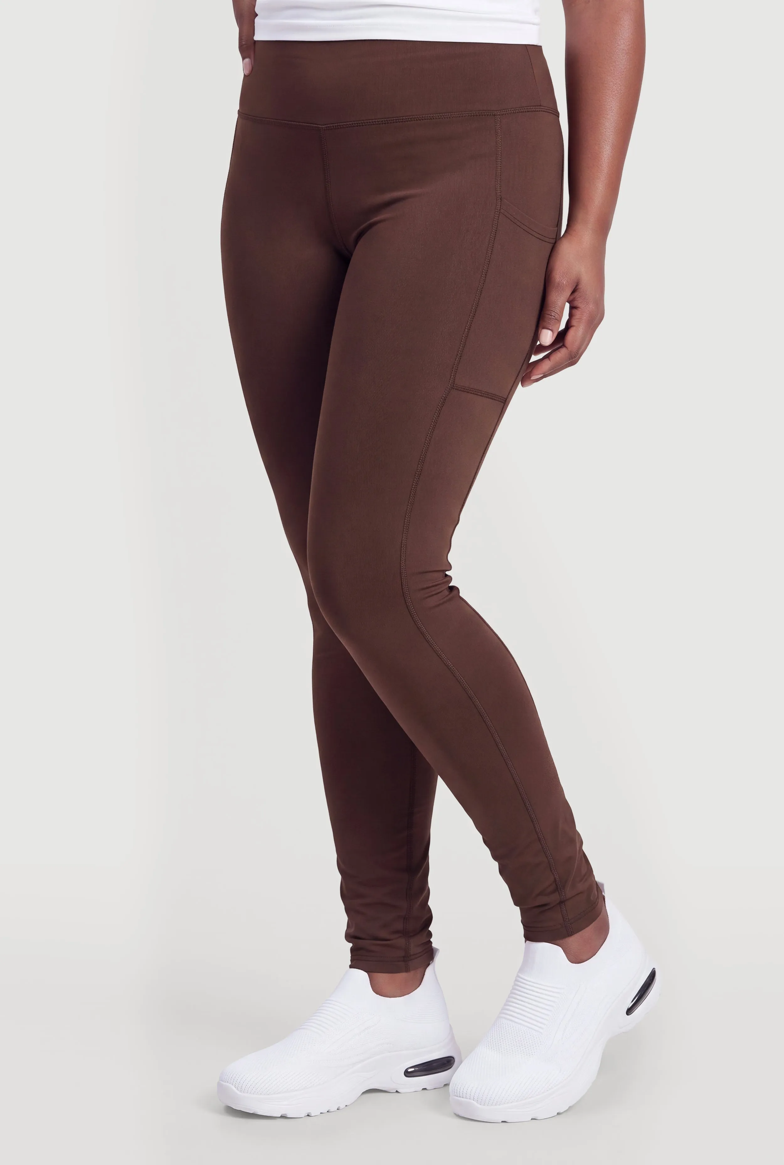 Plus Size High Waist Solid Leggings with Cell Phone Pockets sold by Rainbow product image thumbnail 3