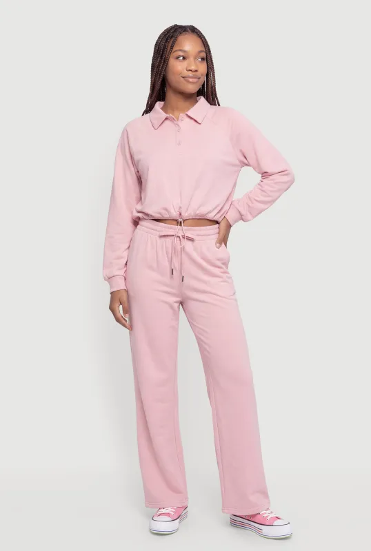 Drawstring High Waisted Pull On Sweatpants made by Almost Famous