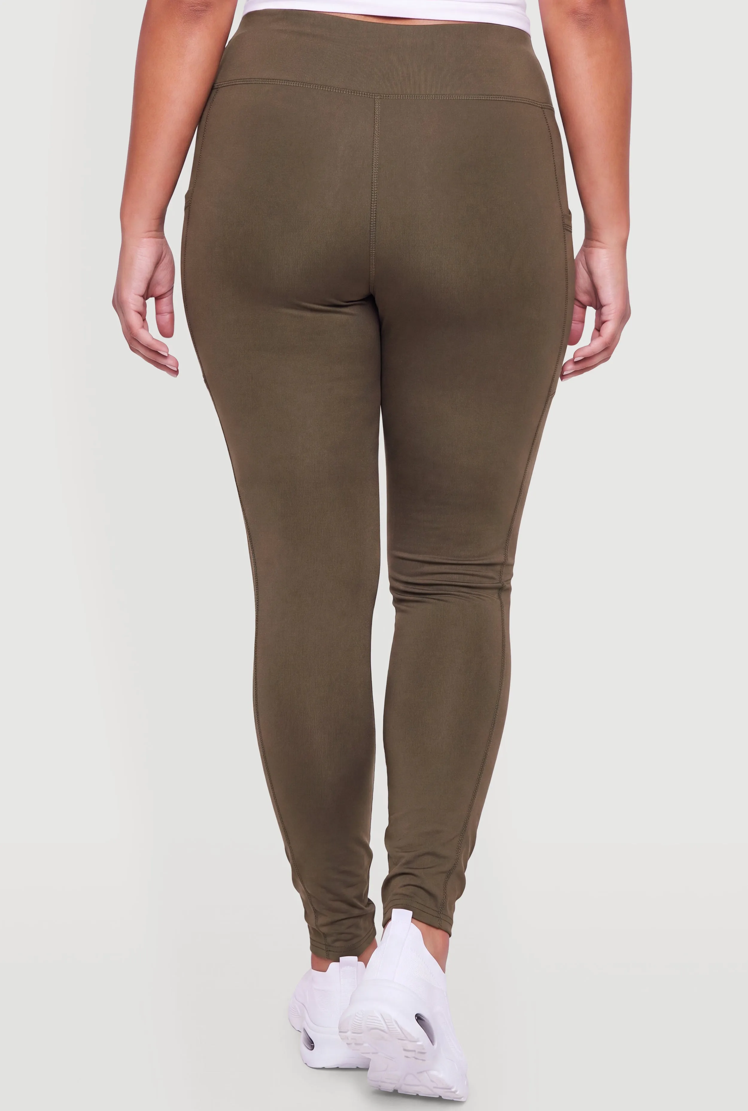 Plus Size High Waist Solid Leggings with Cell Phone Pockets sold by Rainbow product image thumbnail 5