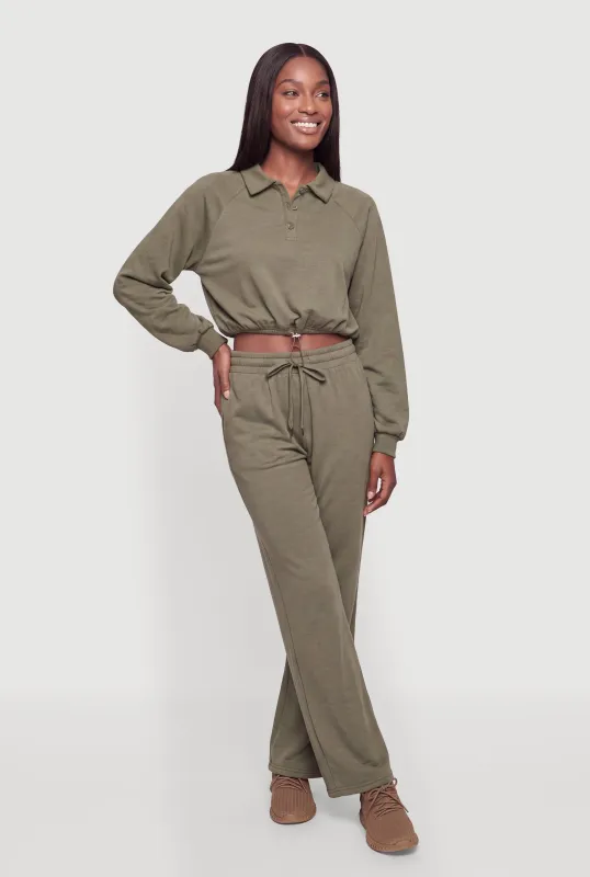 Drawstring High Waisted Pull On Sweatpants made by Almost Famous