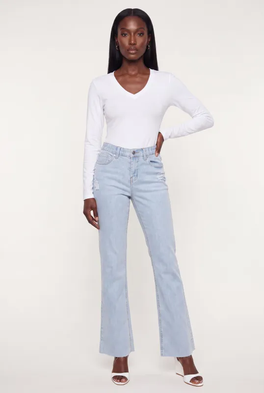 Solid Long Sleeve V-Neck Top made by Rainbow