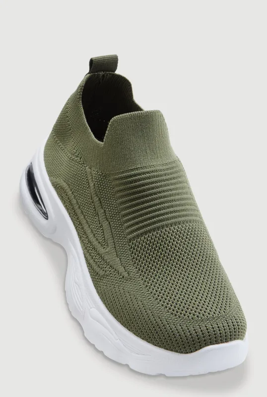 Textured Knit Slip On Sneakers made by Rainbow