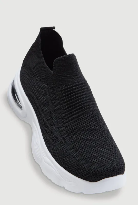 Textured Knit Slip On Sneakers made by Rainbow