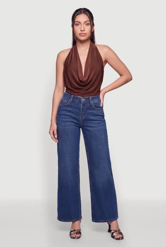 Cowl Halter Neck Sleeveless Crop Top made by Rainbow
