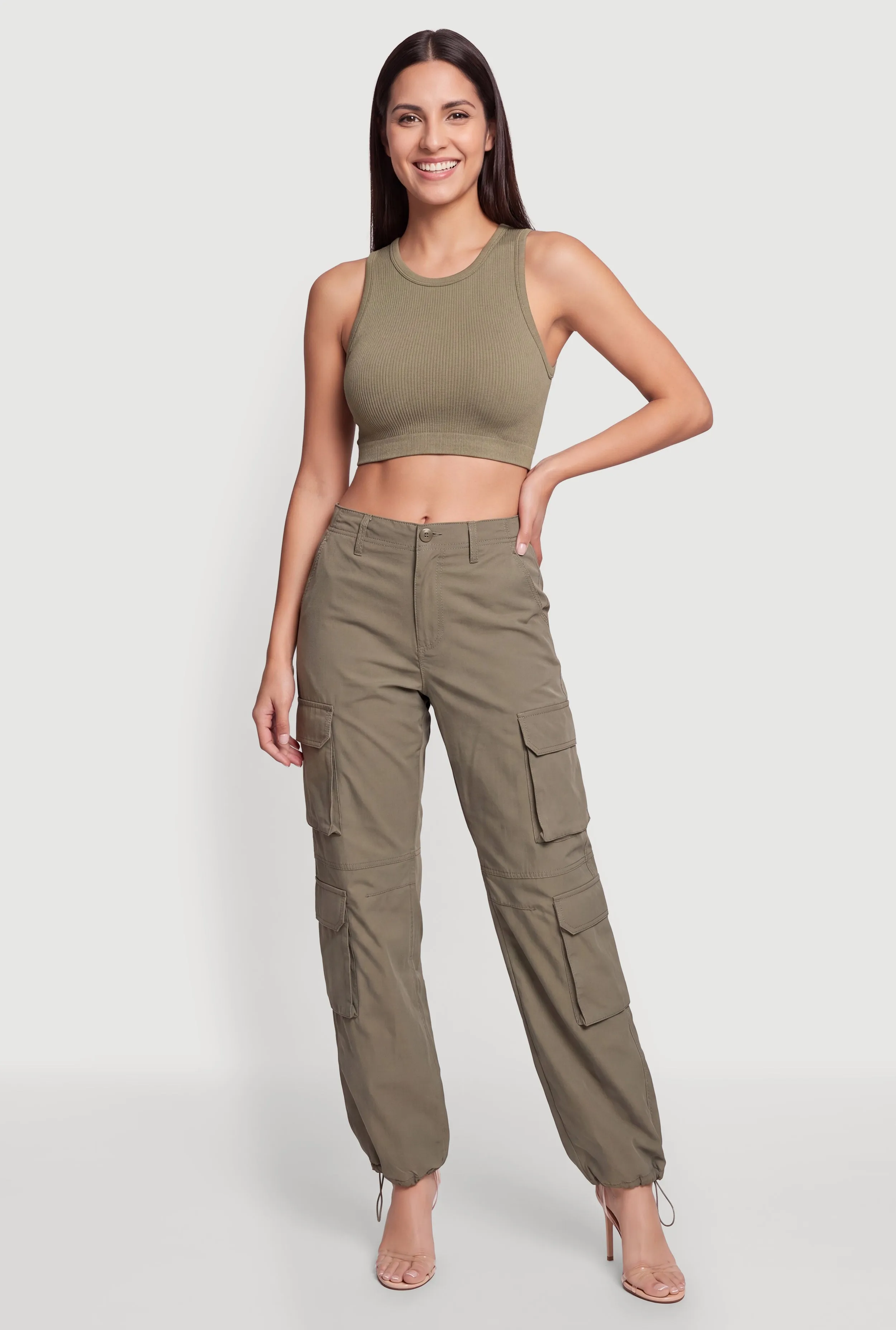 Toggle Drawstring Hem Cargo Joggers sold by Rainbow