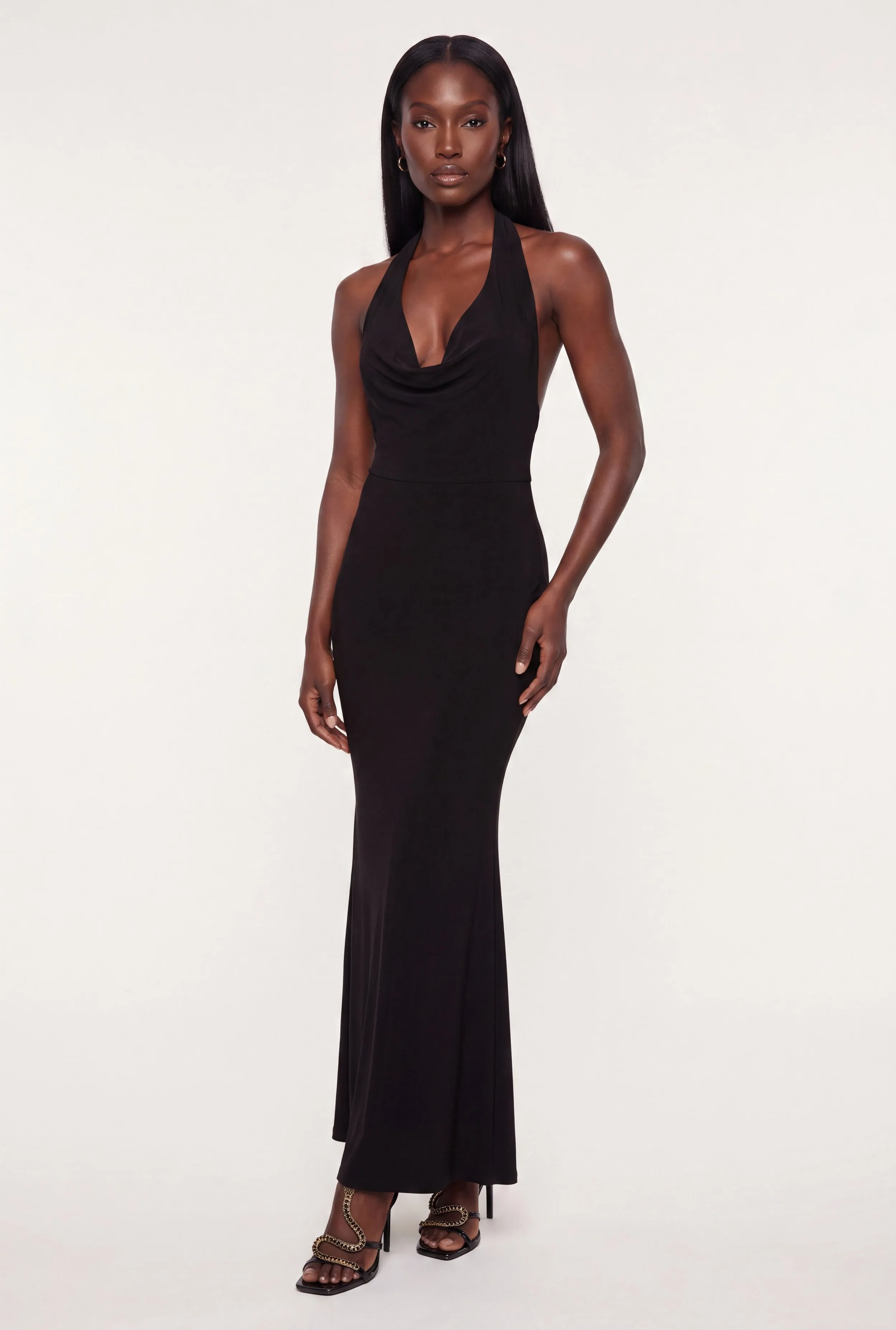 Halter Cowl Neck Bodycon Maxi Dress sold by Rainbow