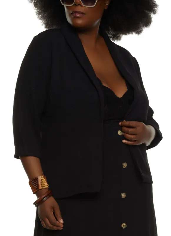 Plus Size Airy Quarter Sleeve Blazer sold by Rainbow