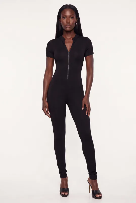Zip Front Short Sleeve Catsuit made by Rainbow