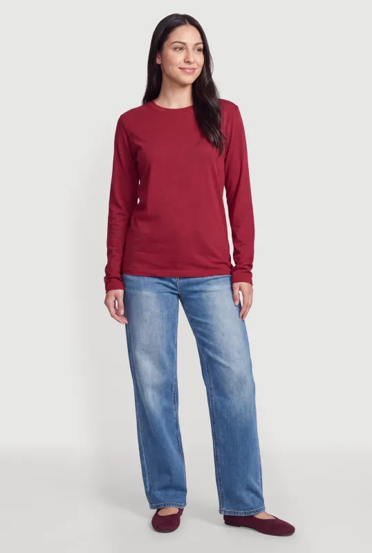 Solid Long Sleeve Crew Neck T-Shirt made by Rainbow