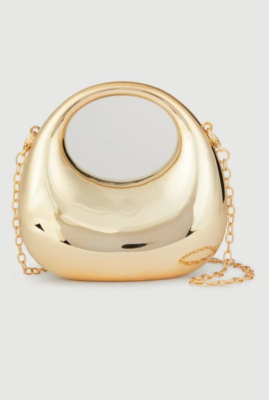 Metallic Sculptural Top Handle Mini Clutch Bag made by Rainbow