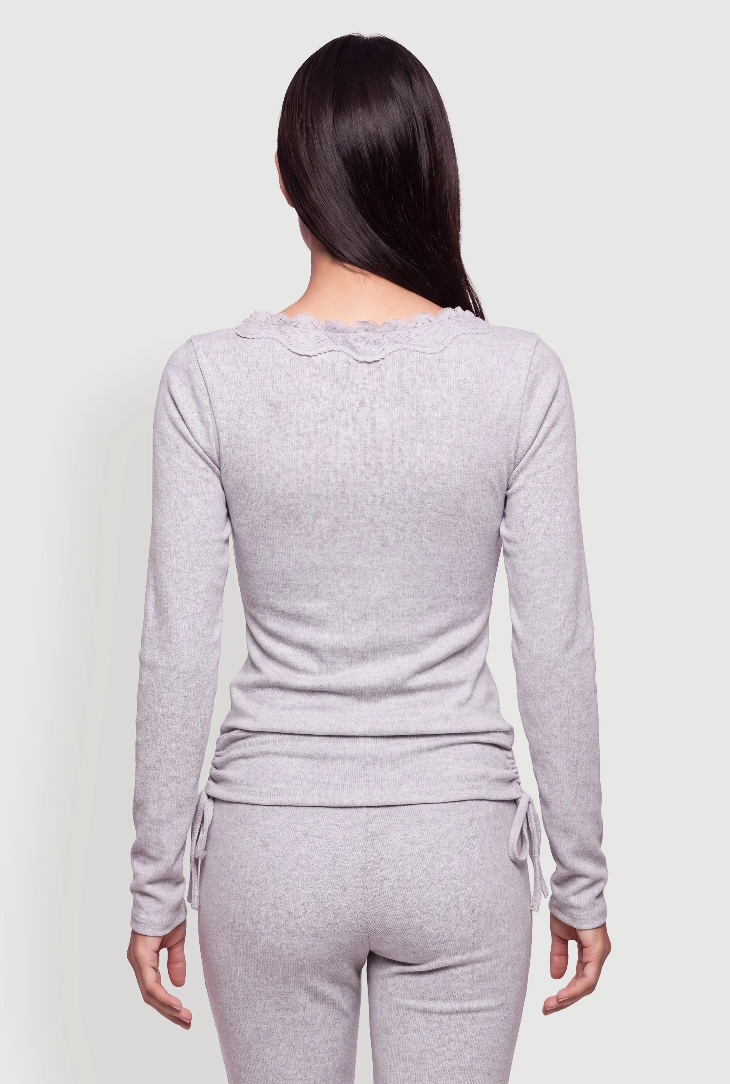 Lace Trim V-Neck Long Sleeve Top sold by Rainbow product image thumbnail 5