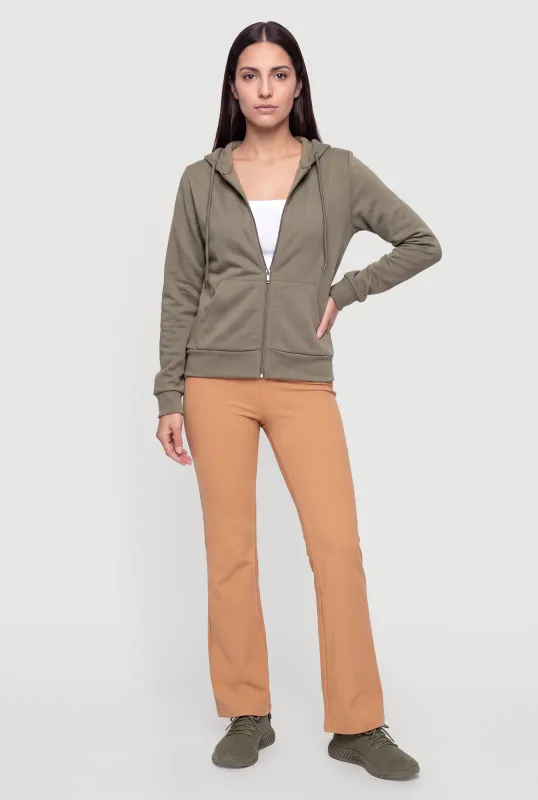 Fleece Long Sleeve Zip Front Hoodie made by Ambiance