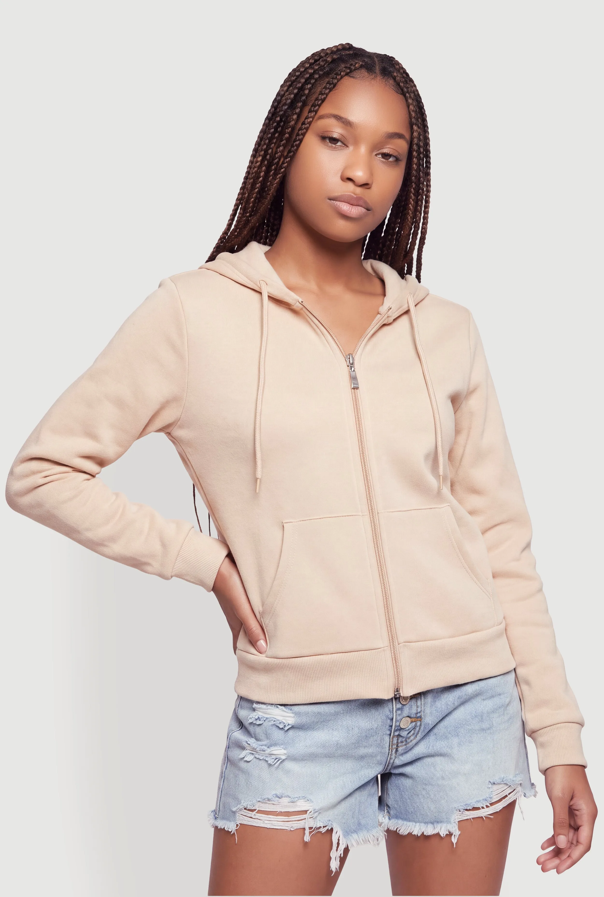 Fleece Long Sleeve Zip Front Hoodie sold by Rainbow product image thumbnail 2