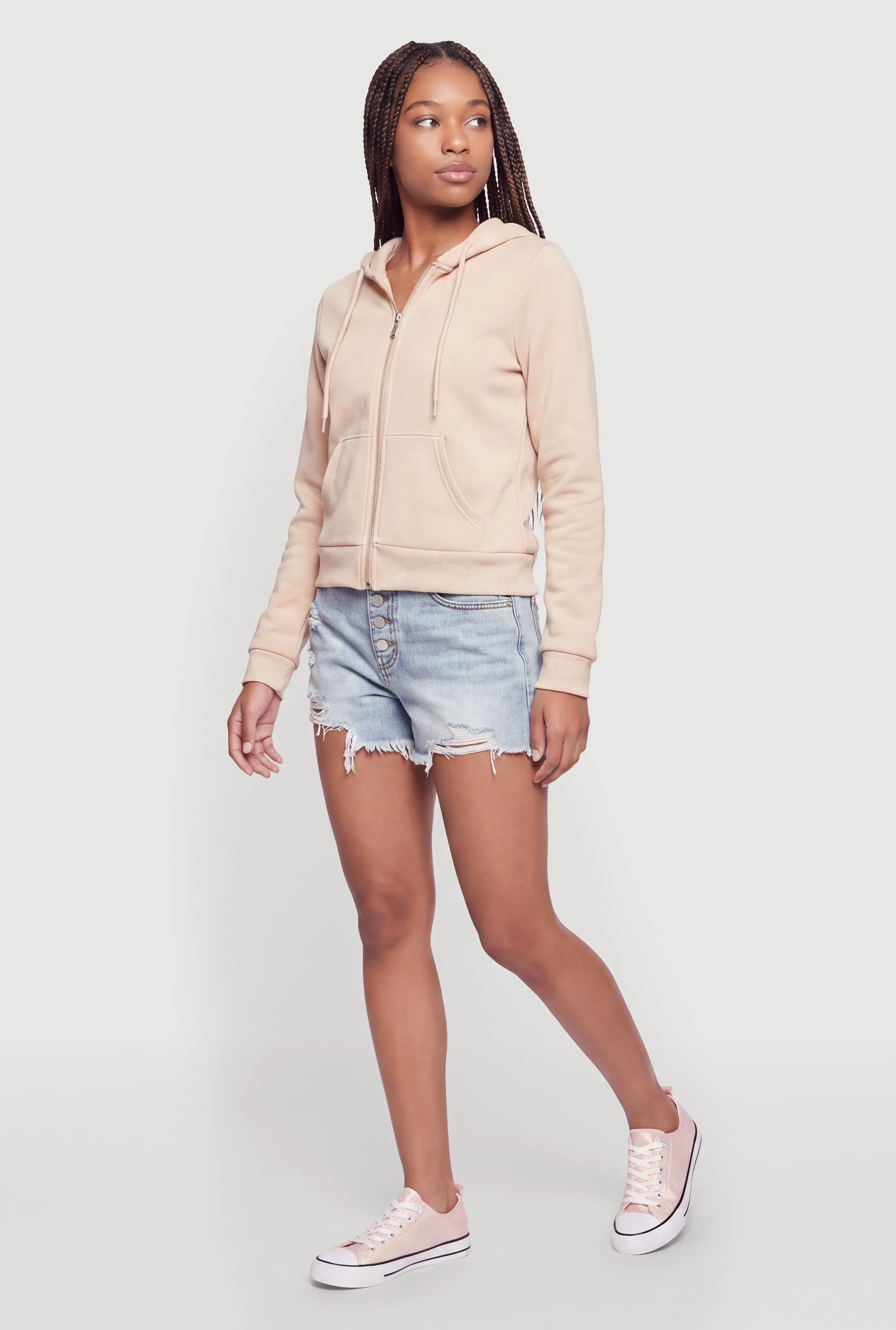 Fleece Long Sleeve Zip Front Hoodie sold by Rainbow product image thumbnail 3