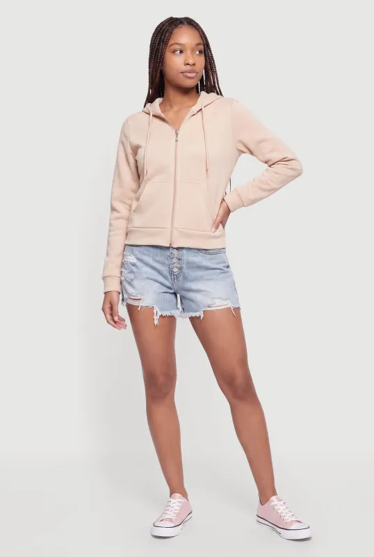 Fleece Long Sleeve Zip Front Hoodie made by Ambiance