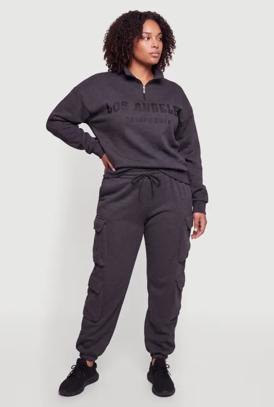 Plus Size Drawstring Waist Cargo Pocket Sweatpants made by Rainbow
