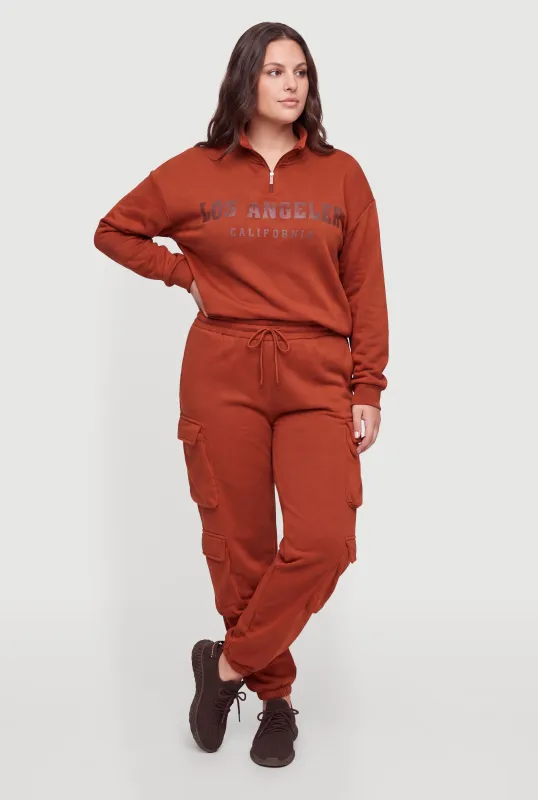 Plus Size Drawstring Waist Cargo Pocket Sweatpants made by Rainbow