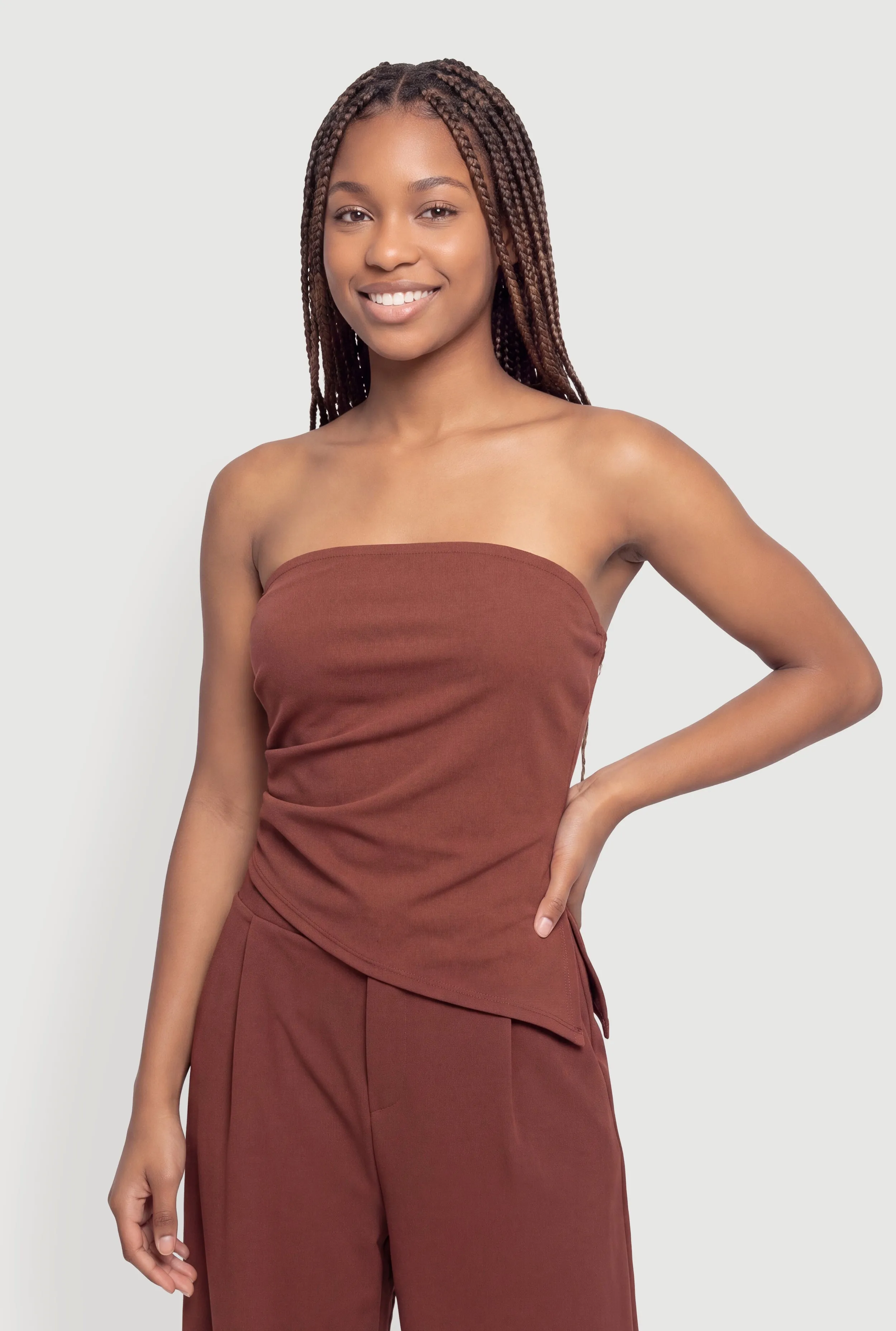Crepe Knit Side Slit Asymmetrical Tube Top sold by Rainbow product image thumbnail 3
