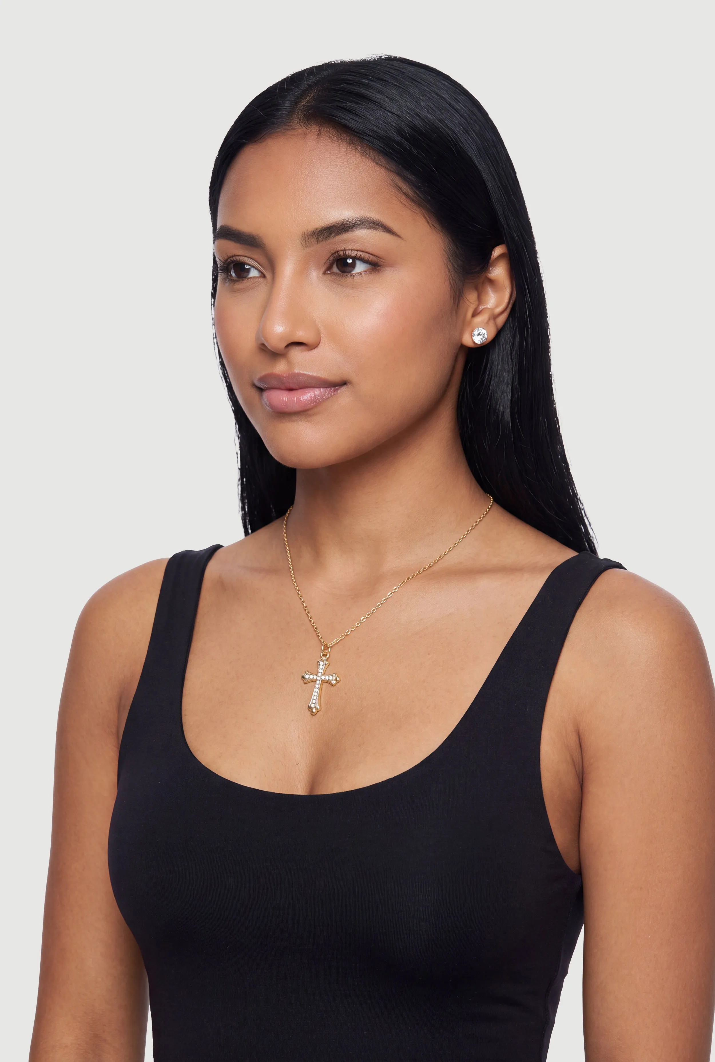 Cross Pendant Necklace with Stud Earrings Set sold by Rainbow product image thumbnail 2