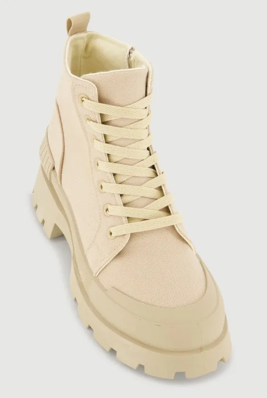 Lace Up Chunky Platform Combat Boots made by Rainbow
